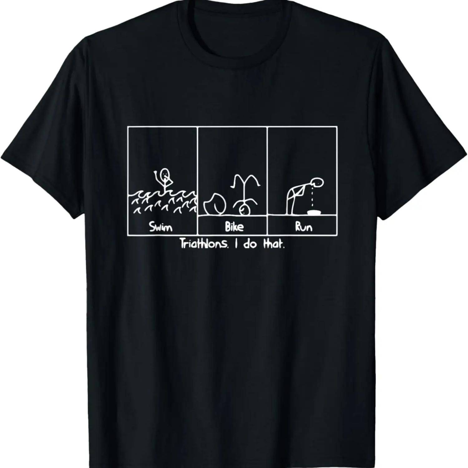 СМЕШНЫЕ ТРИАТЛОННЫЕ ФУТБОЛКИ Swim Bike Run Tee, 100% хлопок S