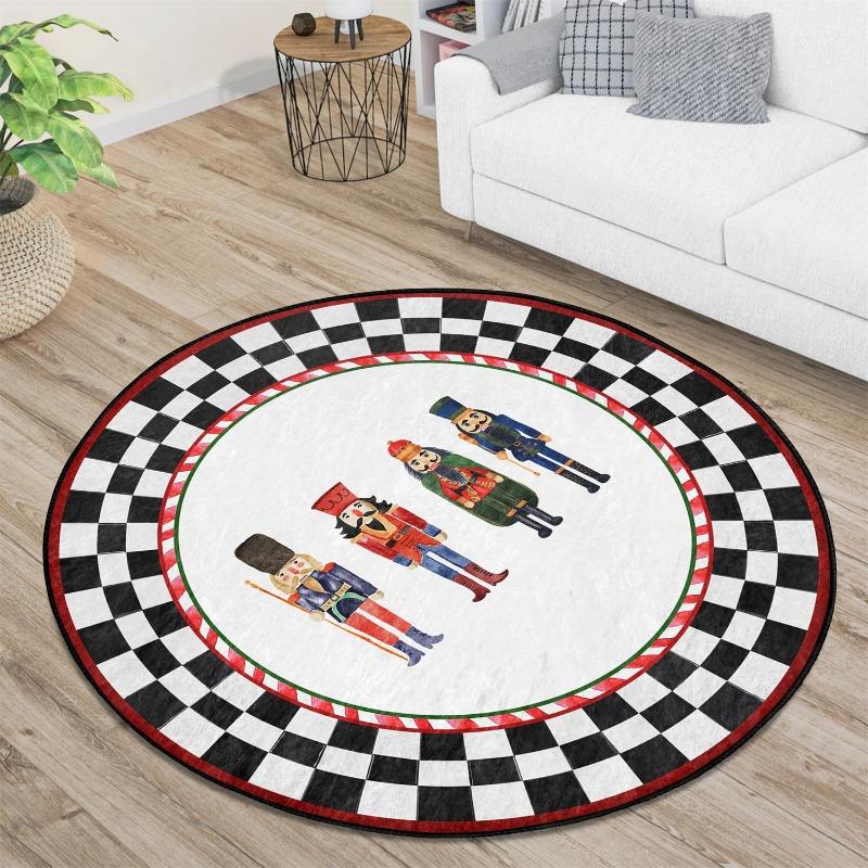 

Круглый коврик с изображением оловянного солдатика, ковер «Щелкунчик», рождественские нескользящие круглые ковры, резиновый коврик с подложкой, коврик для детской спальни 40X40cm-16x16in