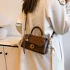 Retro Top Handle Bag with Flap Closure Bell Charm Detachable Strap Fashion Faux Leather Crossbody Purse for Women Shoulder Purse