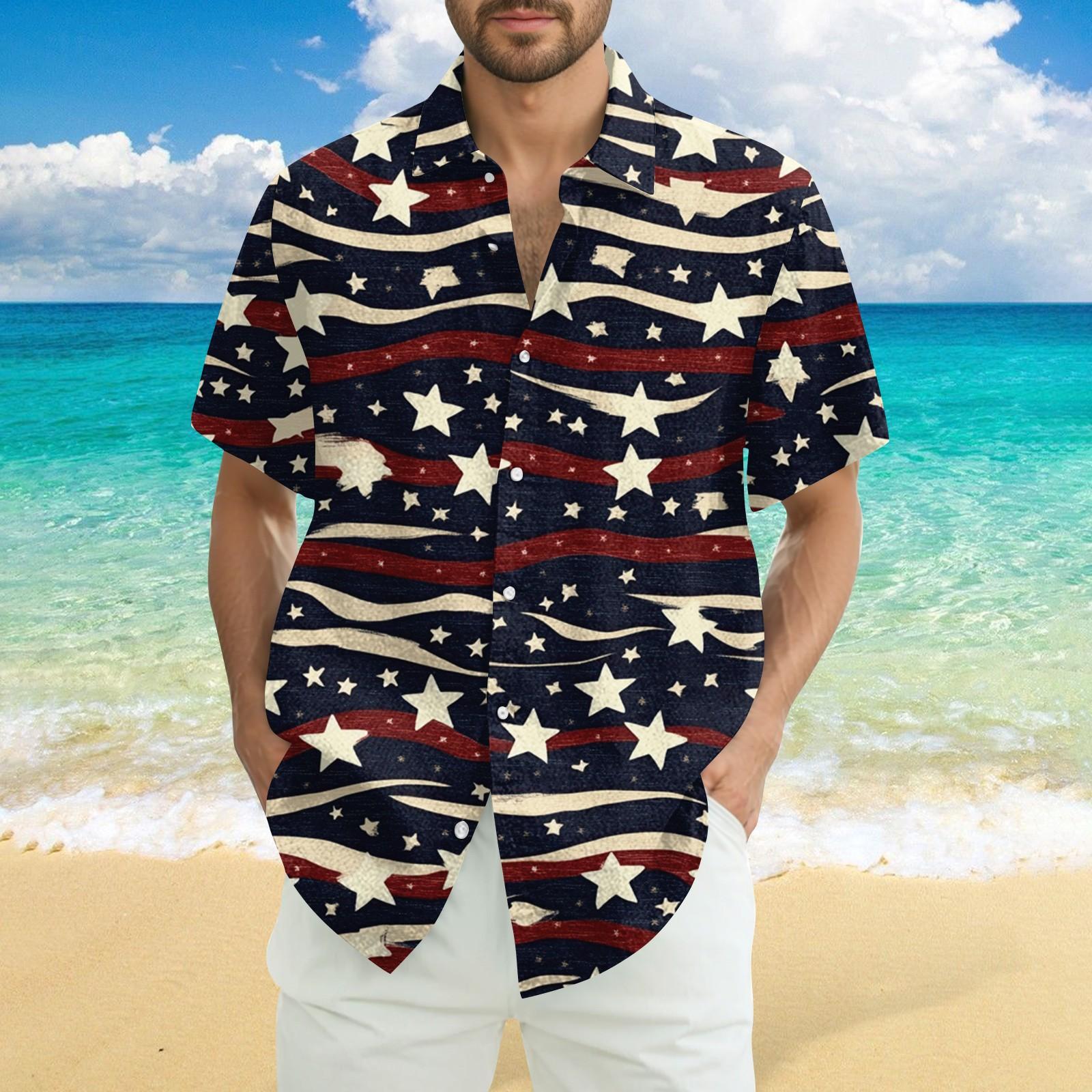 

Мужская повседневная рубашка с короткими рукавами и принтом «День независимости» L винный