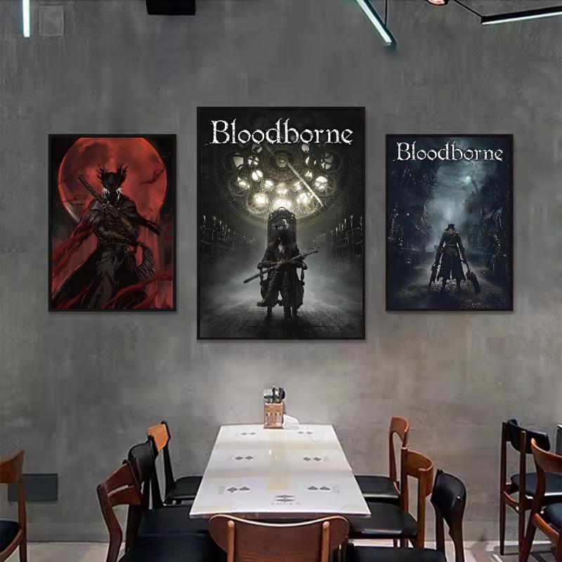 Dark Hunter B-Bloodborne Game Poster HD Art Sticky Wall Waterproof Home Living Room Bedroom Bar Aesthetic Decoration