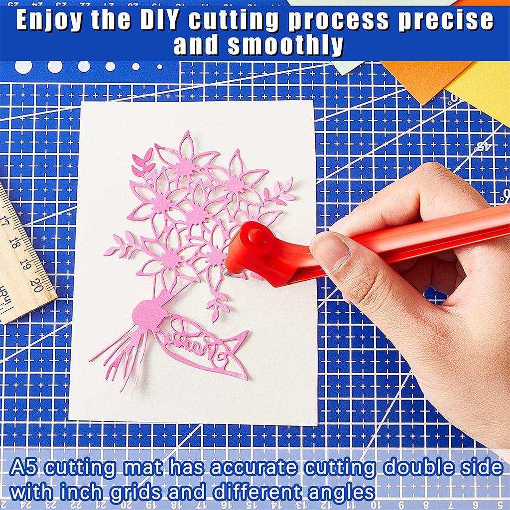 1/5/10/20 Sets DIY Art Craft Cutting Tools 360-Degree Rotating Carbon Steel Blade Paper Cutter 3 Replacement Blade Cutting Mat