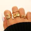 4Pcs/Set Vintage Gold Color Irregular Moon Rings for Women Men Punk Geometric Metal Adjustable Opening Rings Set Jewelry Gifts