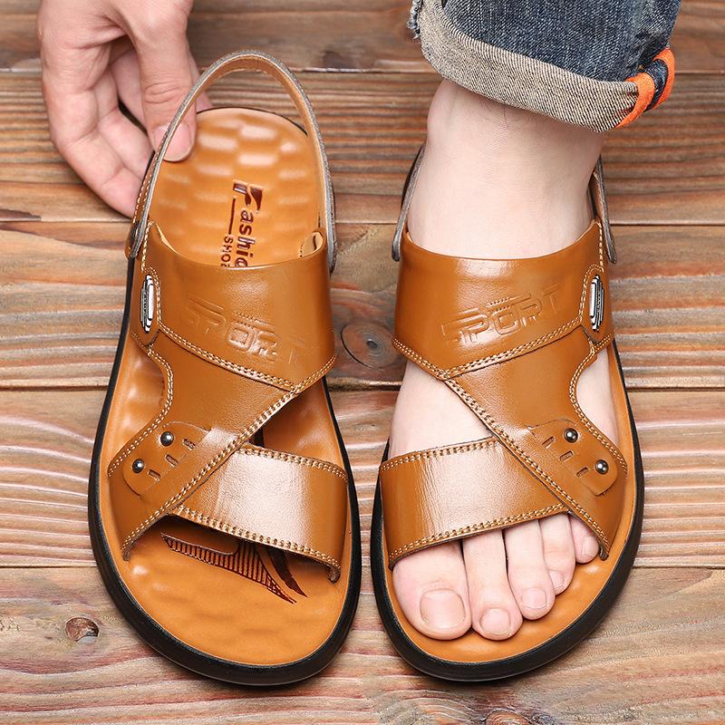 Men's sandals 2025 trend versatile summer polyurethane solid outsole new outer wear beach shoes breathable sandals