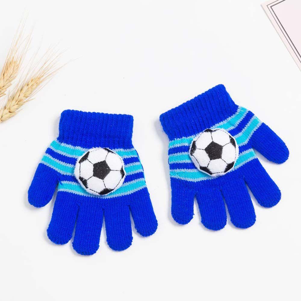 Outdoor Sports Boys Winter Warm Printed Stripe Knitting Mittens Full Finger Gloves Kids Mittens