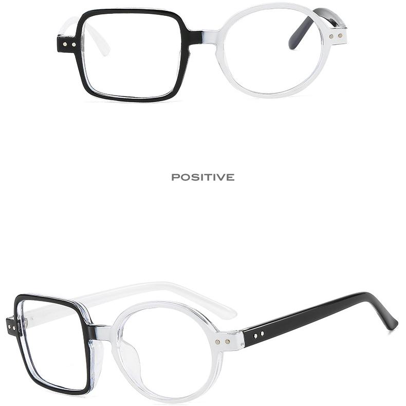 Women's Glasses Anti-Blue Light Fashion Personalized Hip Hop Square and Round Color Matching Plain Glasses Party Street Shooting Stylish Glasses