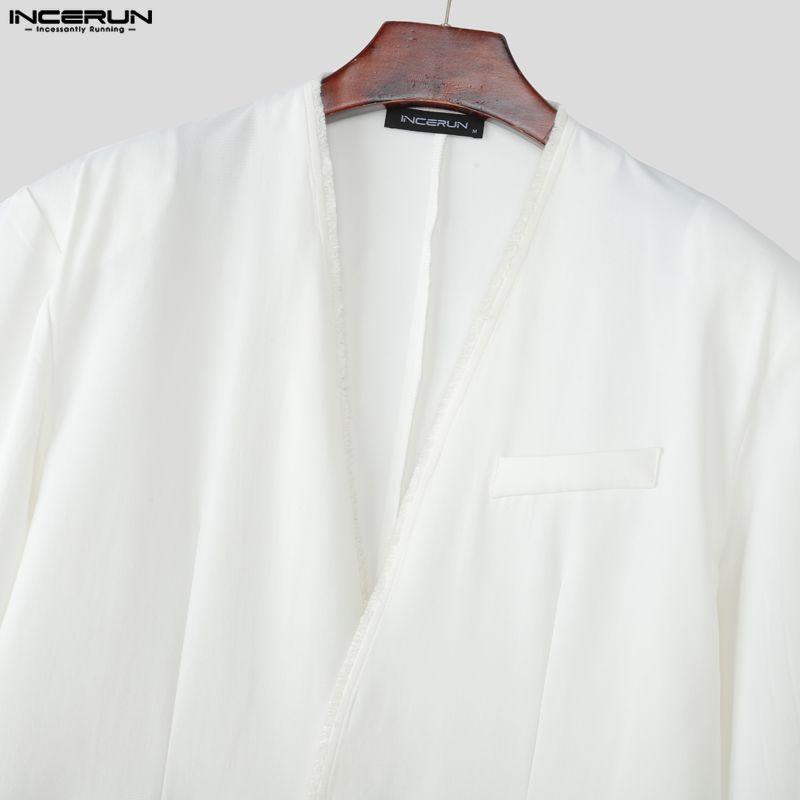 INCERUN 2PCS Men Spring Long Sleeve V Neck One Button Shirts Pants Sets