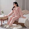 Coral Fleece Three-Layer Padded Pajamas Women'S Autumn And Winter Thickened Warm Padded Jacket Loungewear Set