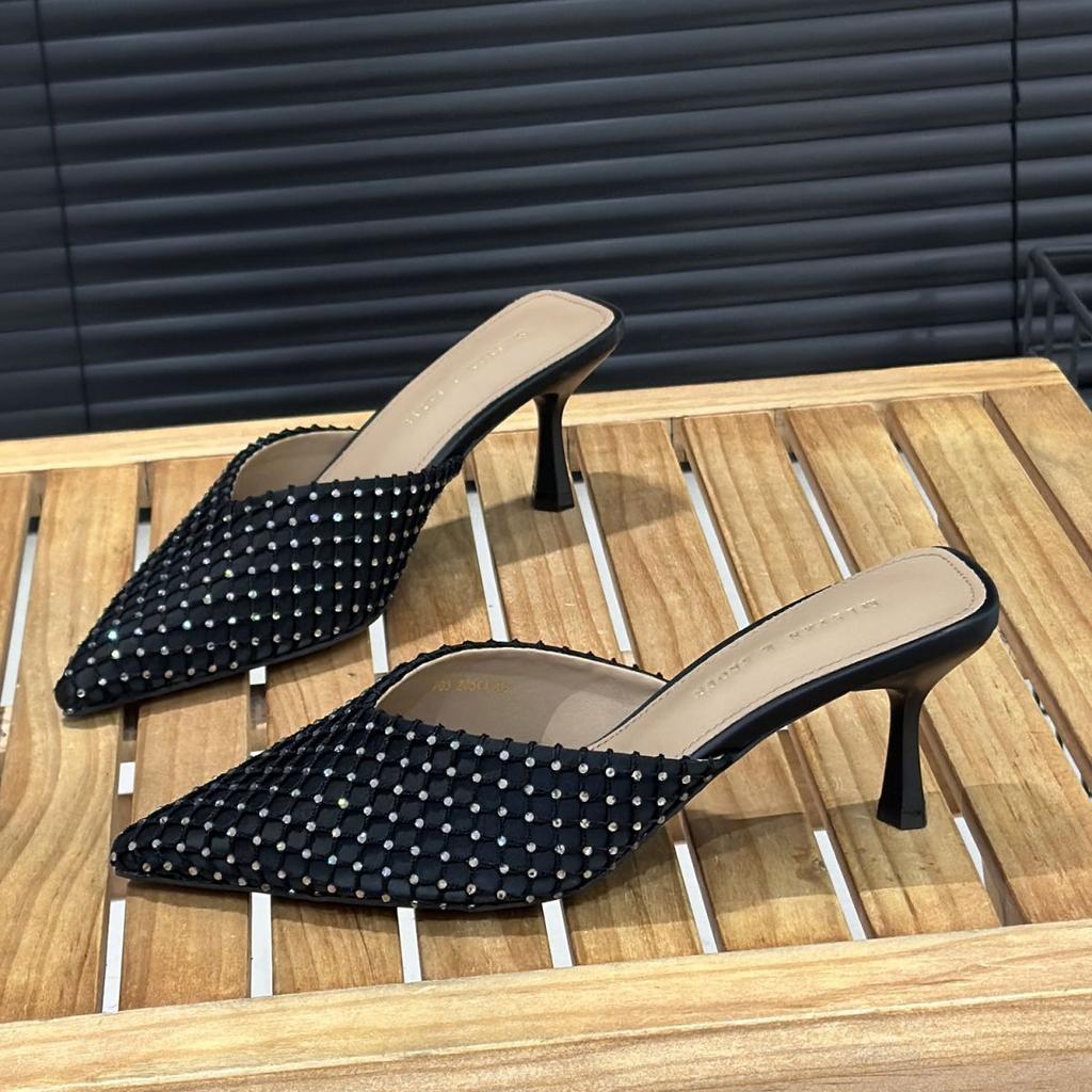 Temperament Pointed Head Thin Heel High Heel Bag Head Sandals Women's Summer 2025 New Sexy Rhinestone Mesh Fashion Sandals