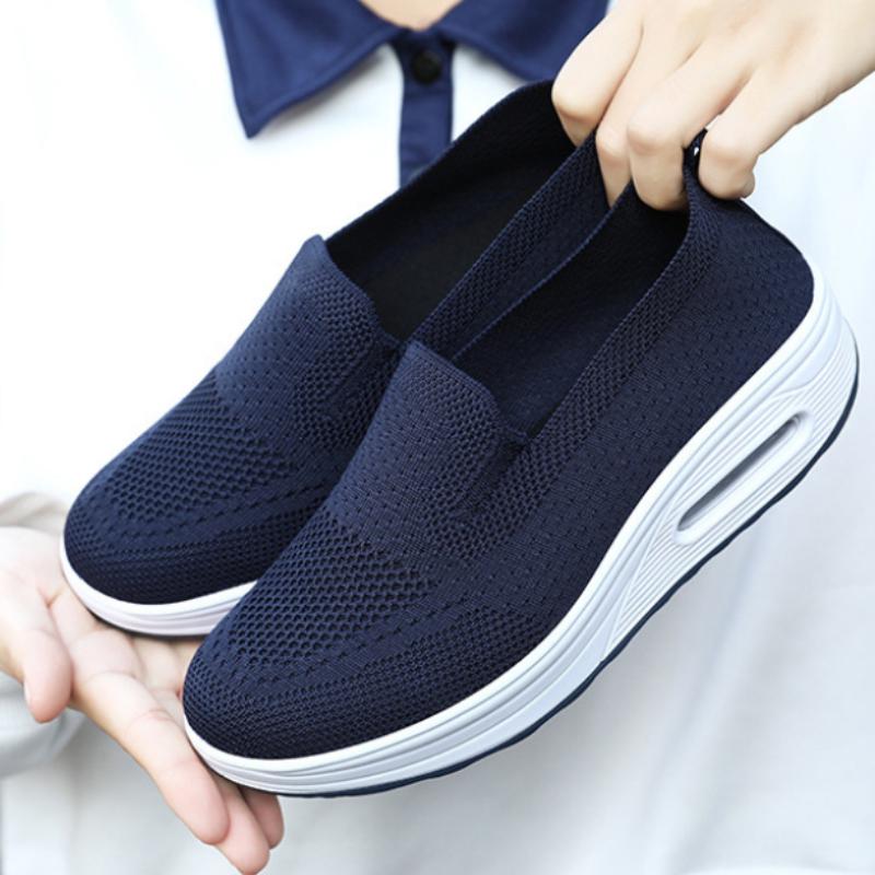 

Летняя толстая подошва, обувь-качалка, повседневная обувь из плетеного материала, парусиновая обувь для ленивых 42 темно-синий