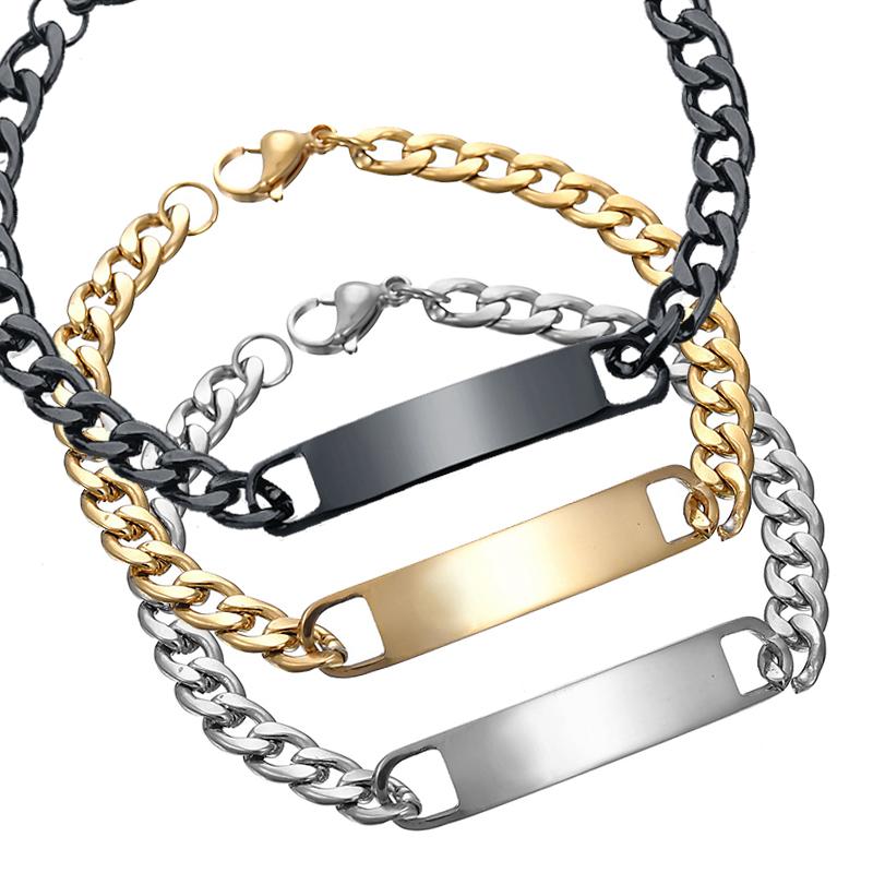 Nextvance Engraving Nameplate Couple Bracelet Stainless Steel Chain Id Tag Bracelets For Lover Valentines Day Gift