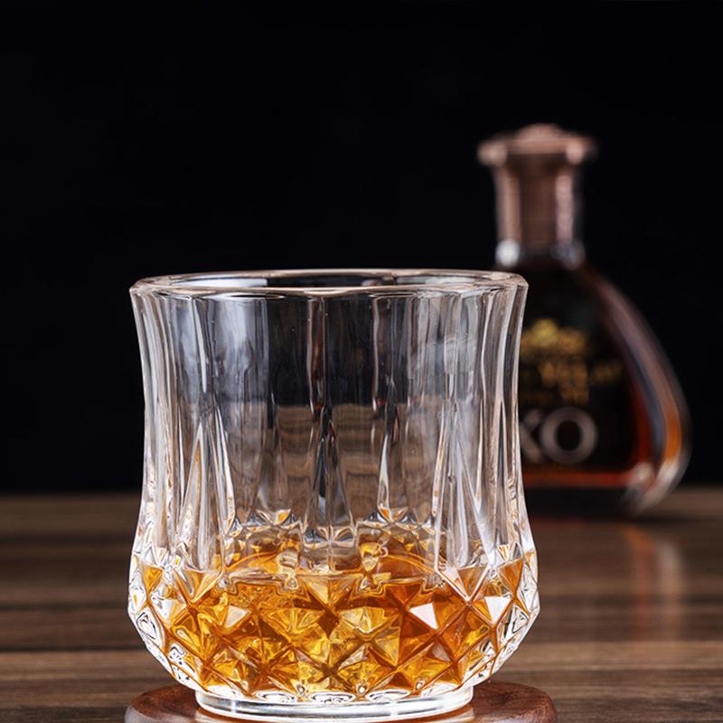 2pcs Set 310ml Creative Diamond Water Cup Coffee Cup Restaurant Iced Latte Coffee Cup Vintage Brandy Glass Transparent Drinkware