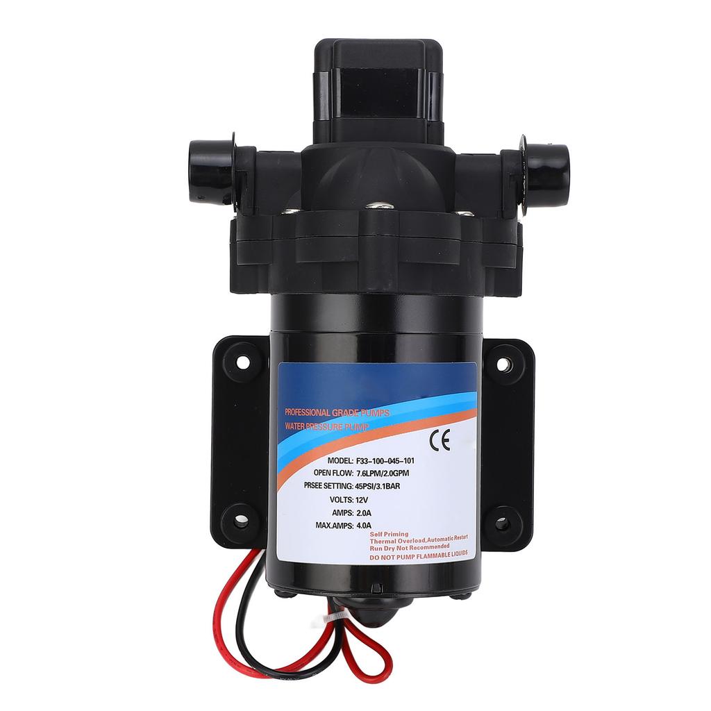 Selbstansaugende Membranwasserpumpe, 12 V DC, 2,0 GPM, 45 PSI, Frischwasserpumpe für Wohnmobile, Marine, Yacht, Caravan