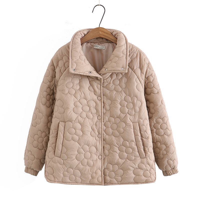 Women's Plus Size Padded Coat Winter Loose-Fit Thin Stand Collar Cotton Jacket