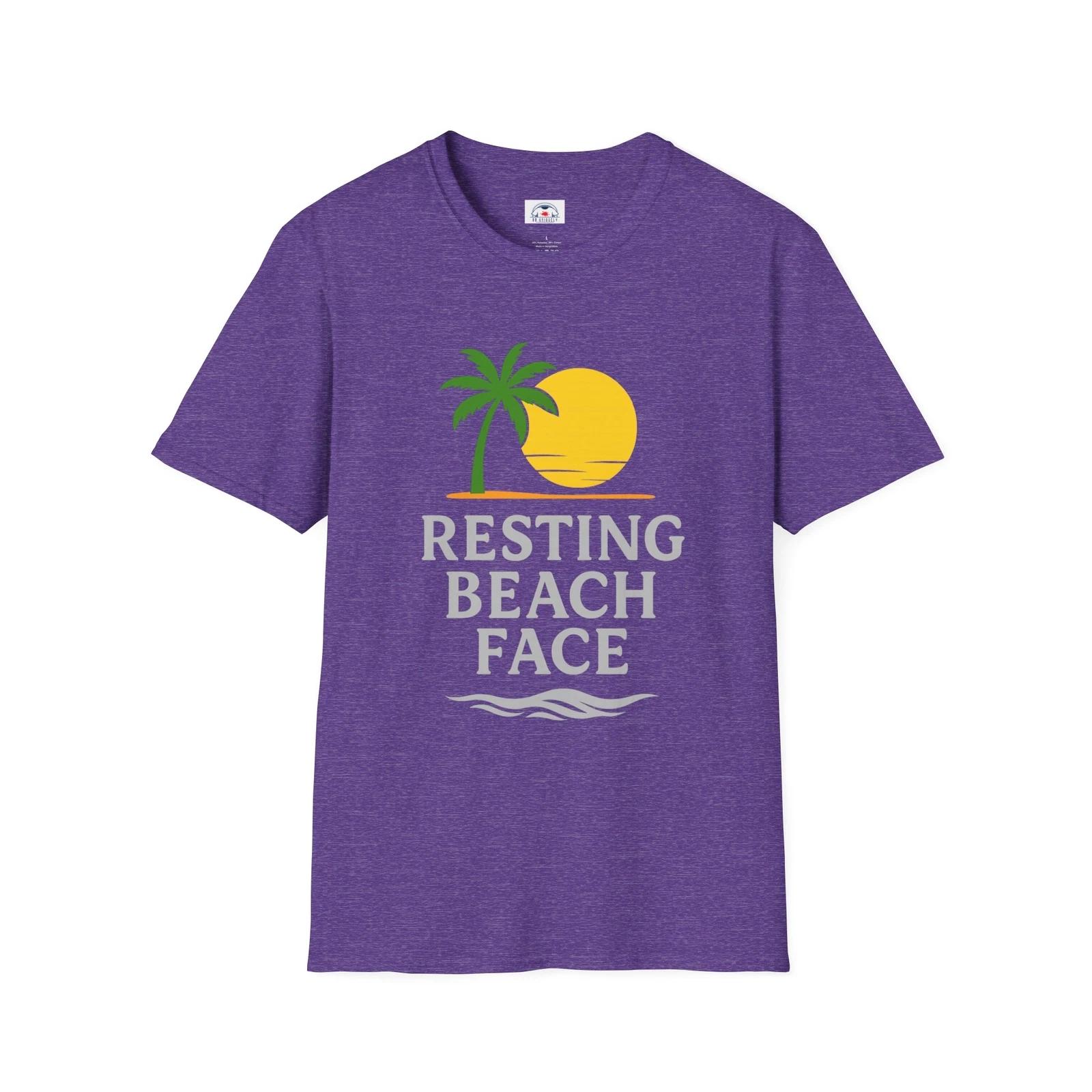 Resting Beach Face T-Shirt, Summer Tee Fun Vacation Shirt Beach Lover s Gift S