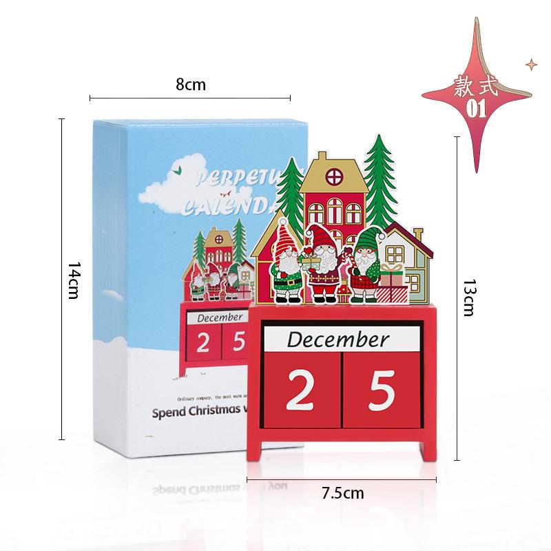Wooden Christmas Calendar 24 Countdown Countdown Ten Thousand Years Creative Home Wooden Christmas Decorations Ornaments Gift 1pc красный