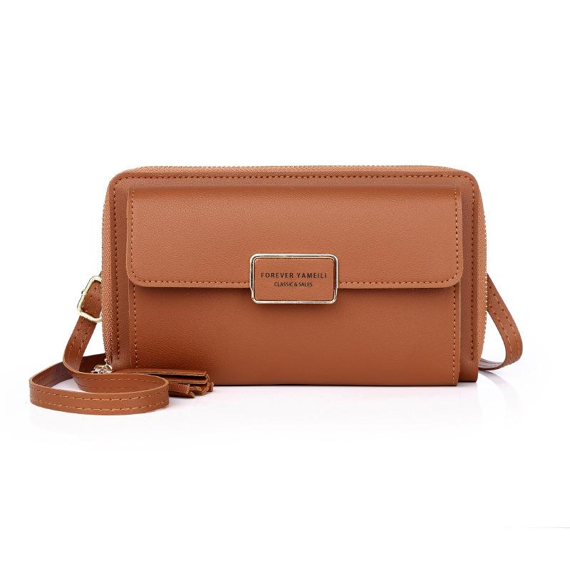 Dámská móda Kabelky na zip na telefony se spojkou Pu Kožené peněženky Malé crossbody kabelky