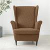 Solid Color Sloping King Back Chair Covers Elastic Polar Fleece Wing Chairs Cover with Seat Cushion Cover Furniture Protector