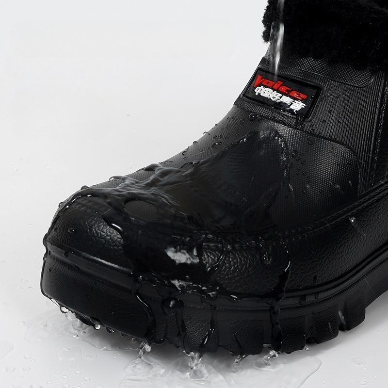 Men'S Winter Snow Boots with Thick Sole and Anti-Slip Outsole Padded Lining, Black Short Boots High-Quality Unisex Winter Footwear for Outdoor