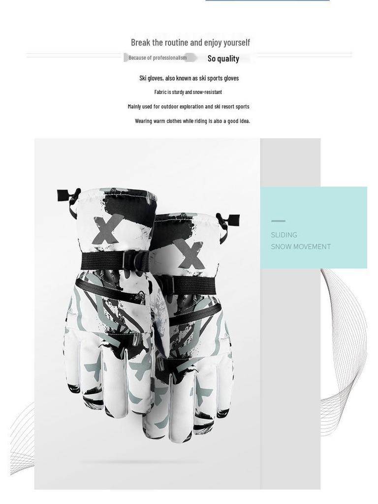 Unisex Winter Ski Gloves: Warm, Touchscreen-Compatible for Outdoor Activities like Mountaineering, Cycling, and Motorcycling