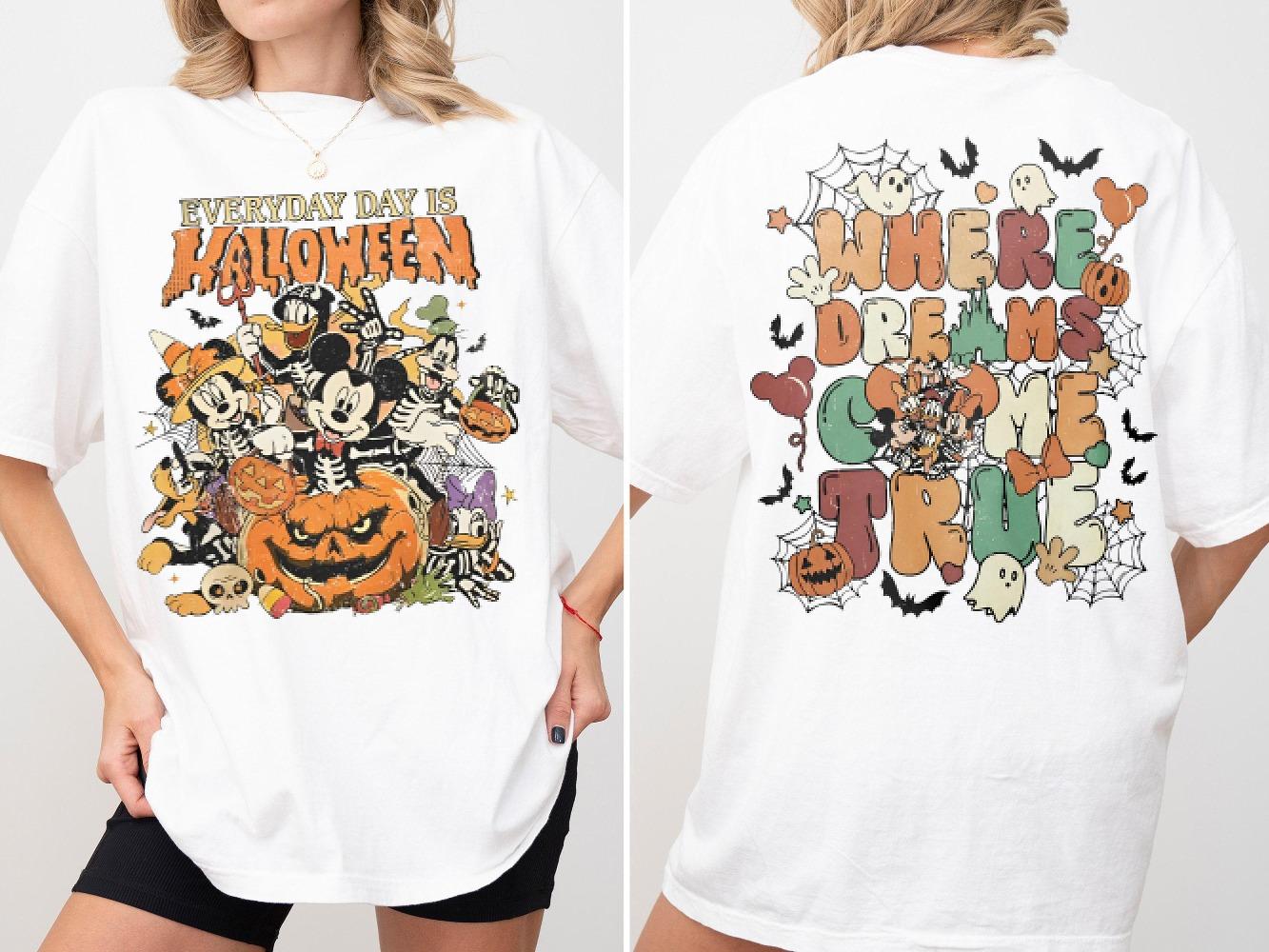 2Sided Vintage Disney Halloween Mickey and Friends Skeleton Shirt MickeyS Not So Scary Party Tshirt Disney Skeleton S