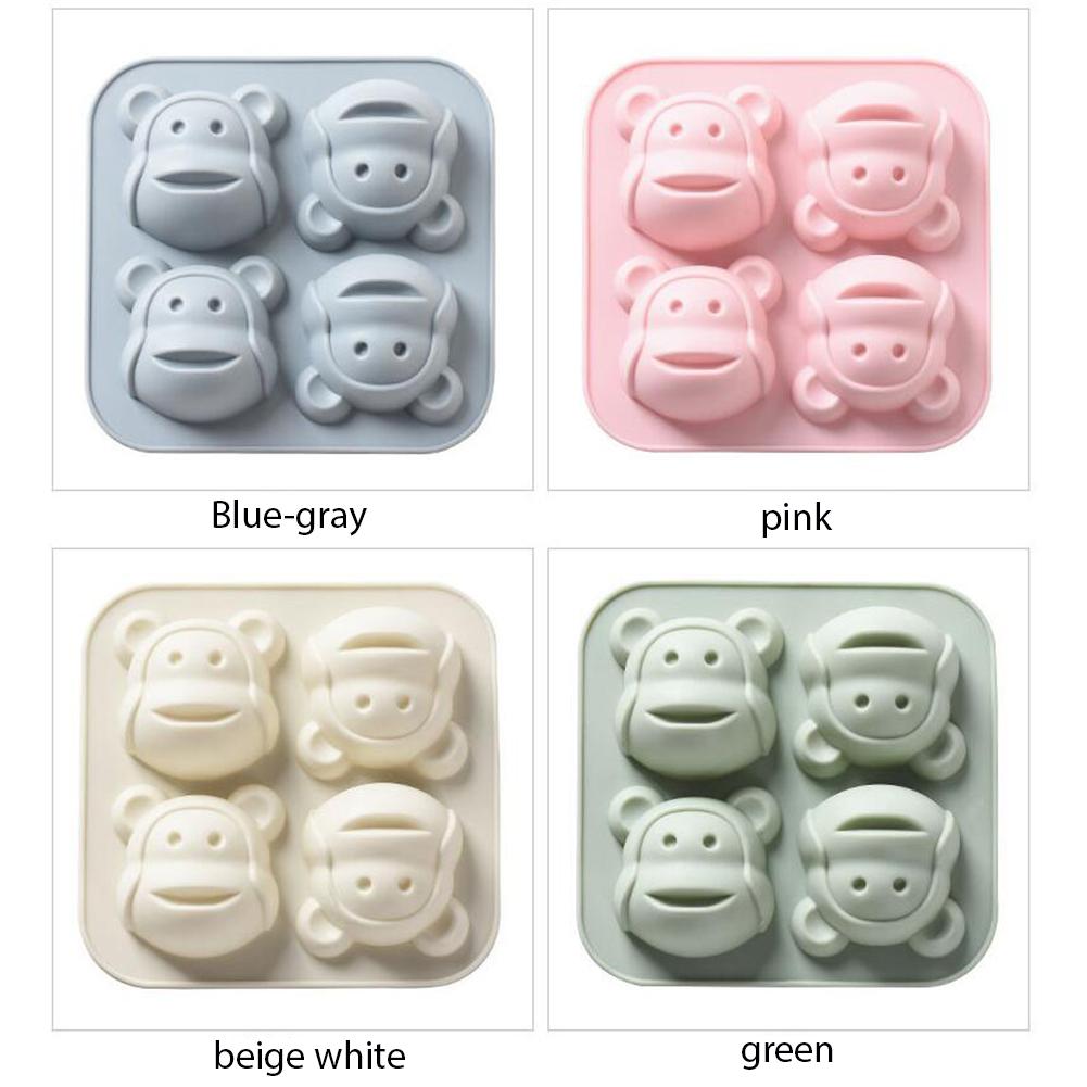 4-in-1 Silicone Baking Mold Cartoon Monkey Shape for Cake Rice Sponge Baking