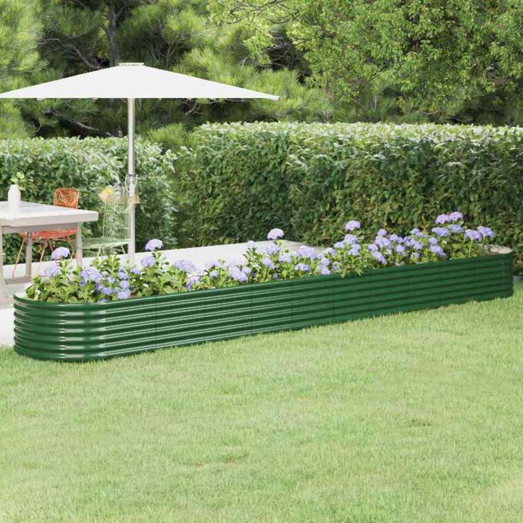 Raised Garden Bed Galvanized Steel 440x80x36 Cm Green