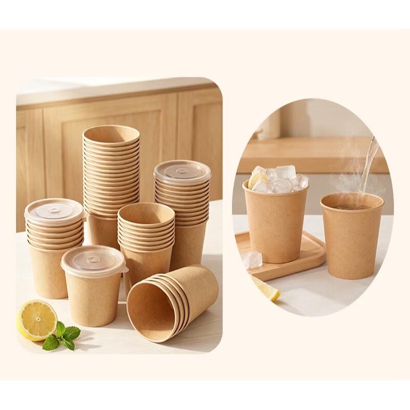 BJ Disposable Kraft Paper Takeaway Bowls with Lids