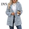 Long Sleeve Warm Coat Women Fleece Jacket with Pockets, Hooded for Fall Winter, Oversized Casual Button Front Cardigan Outerwear Cozy