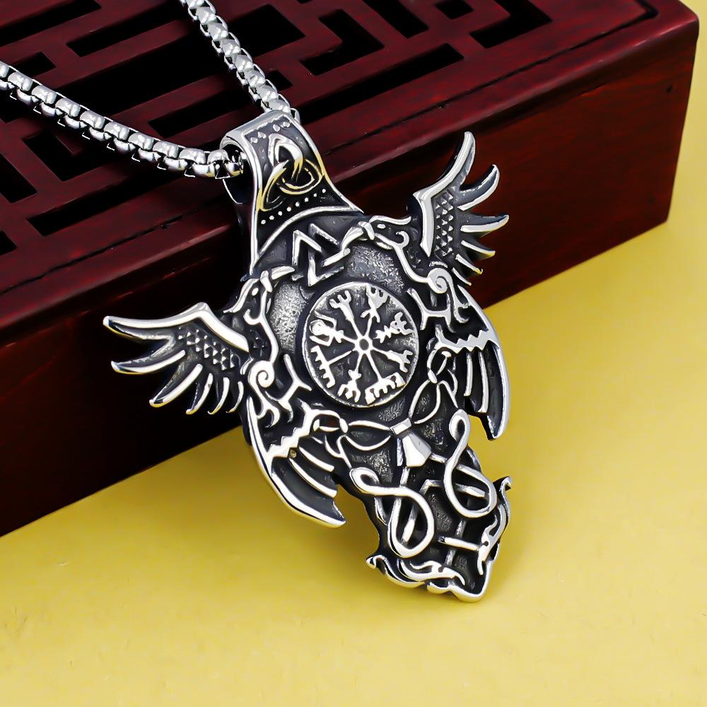 

Necklace Men s Nordic Viking Compass Symbol Pendant 50CM(Necklace Size) срібний