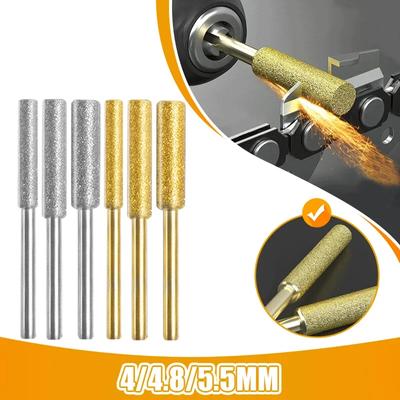 6 Stück Diamantbeschichtete Zylindrische Fräser 4/4.8/5.5mm Kettensägenschärfer Steinfeile Kettensäge Schärfen Schnitzen Schleifwerkzeuge
