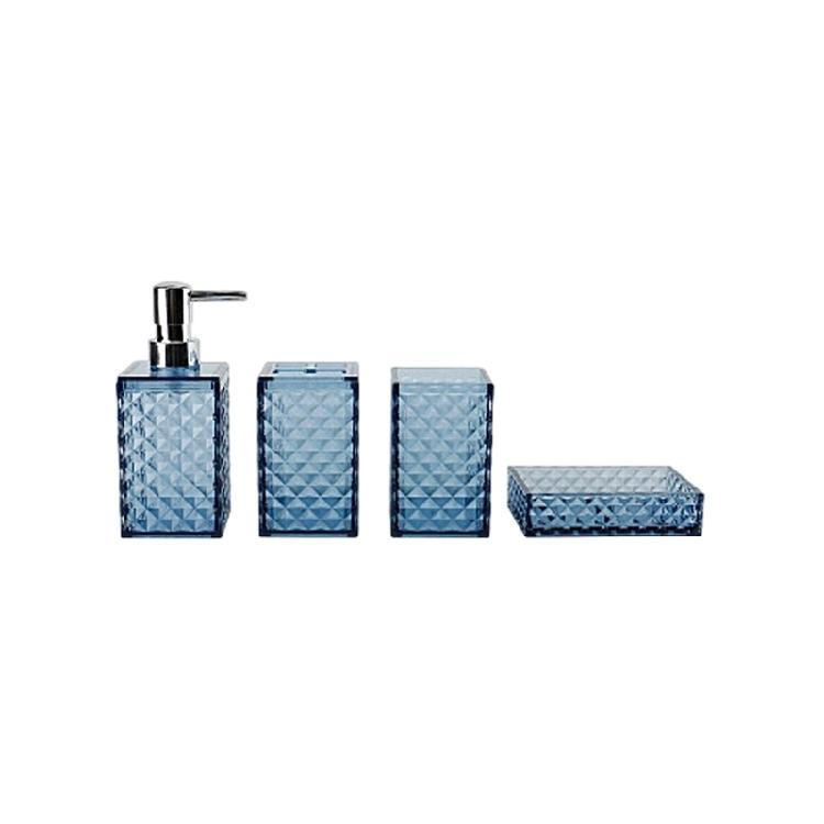 Pack of 4 Modern Diamonds Grids Bathroom Organizers Set Plastic Containers for Countertop Bathtubs Storage Easy to Wipe