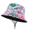 Graffiti Dwustronny Kapelusz Rybacki Moda Uliczna Drukowany Kapelusz Doniczka Wycieczka Plenerowa Studencki Kapelusz Bucket