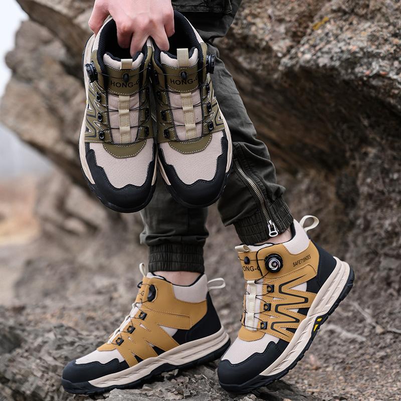 Bezpečnostní obuv s otočným knoflíkem pro muže Svářečské jiskry Ocelová špička Tenisky Pracovní obuv Muž Odolné proti propíchnutí Stavební pracovní boty