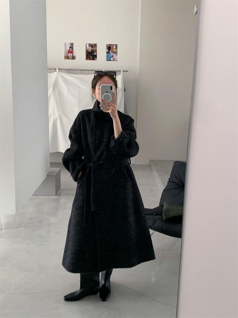 Korean Style High-End Double-Sided Cashmere Coat for Women - Mid-Length, Belted Wool Jacket (2025 Autumn/Winter)