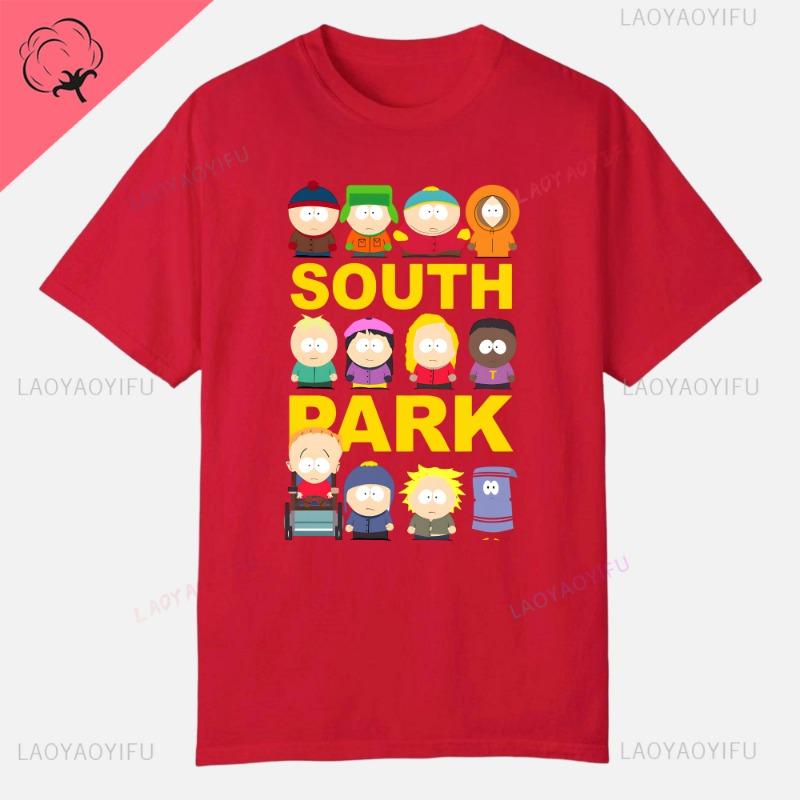 S-South Park Vlastní oblečení Vtipná trička s potiskem Bavlněná trička s krátkým rukávem Jednobarevná trička Oblečení Pánské Streetwear Grafické tričko