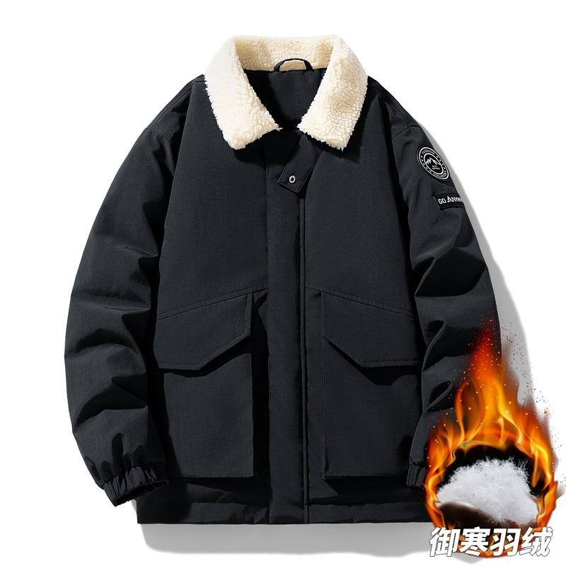 Baseball collar down jacket men s winter warm and cold% gray duck down cold proof high-end casual jacket men M
