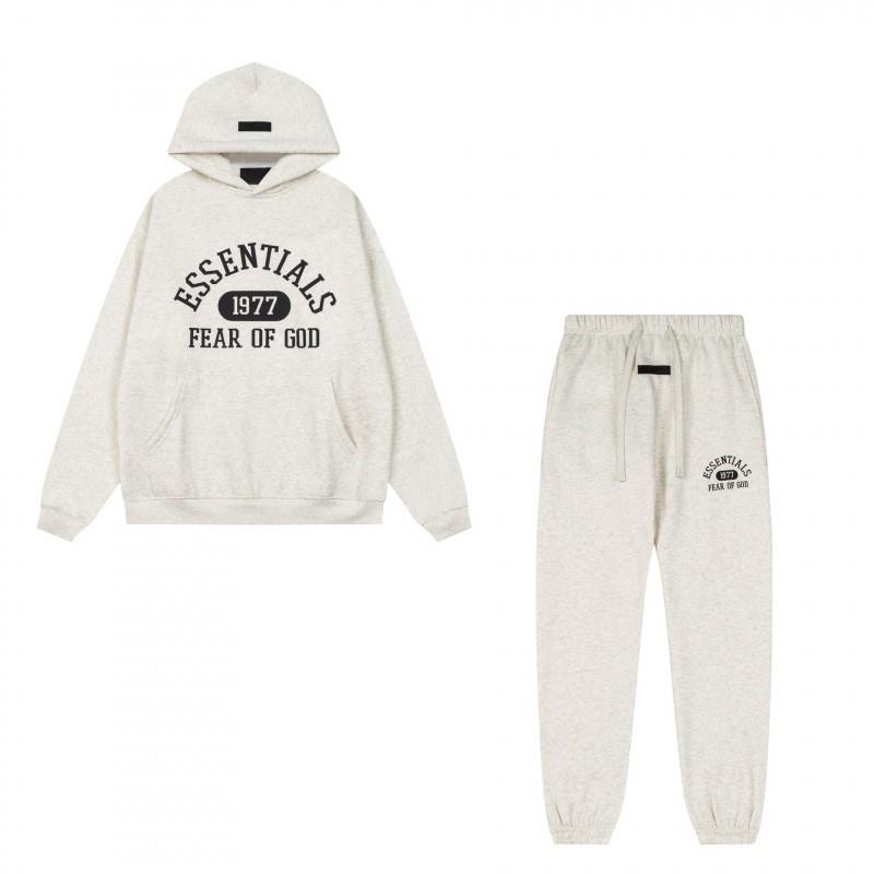 FEAR OF GOD ESSENTIALS Flocked Letter Hoodie Men Women Loose Fleece Sweatshirt Casual Streetwear