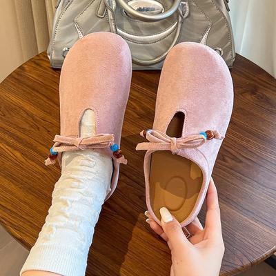 Bow One Pedal Soft-soled Half Slippers Retro Versatile Flat-bottomed Boken Bag Head Slippers Women's 2025 Spring and Autumn New Models