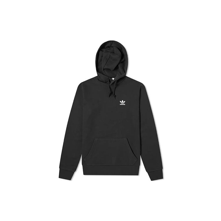 

Adidas Trifoil Essentials Пуловер с капюшоном, черная мужская уличная одежда FM9956 S