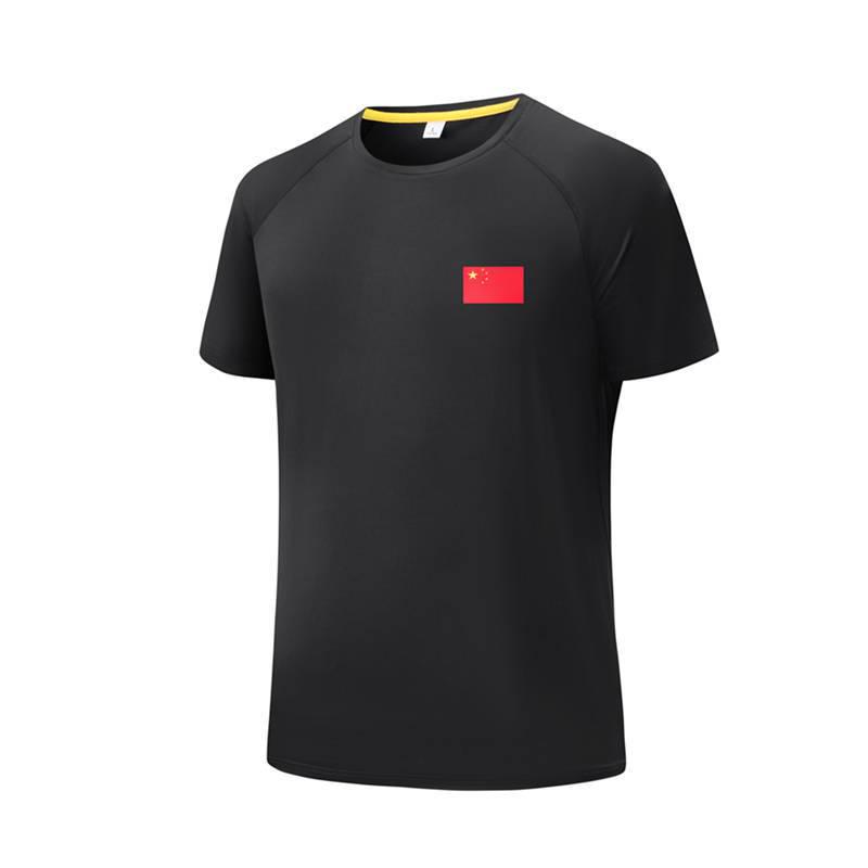 Unisex Quick-Dry National Flag Embroidered T-Shirt for Running and Fitness