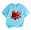 Kids Boys Girls 100% Cotton Crew Neck Short Sleeve T-Shirt, Funny Cute Red Racing Car Cartoon Print Casual Breathable Summer Tee Children Daily Wear