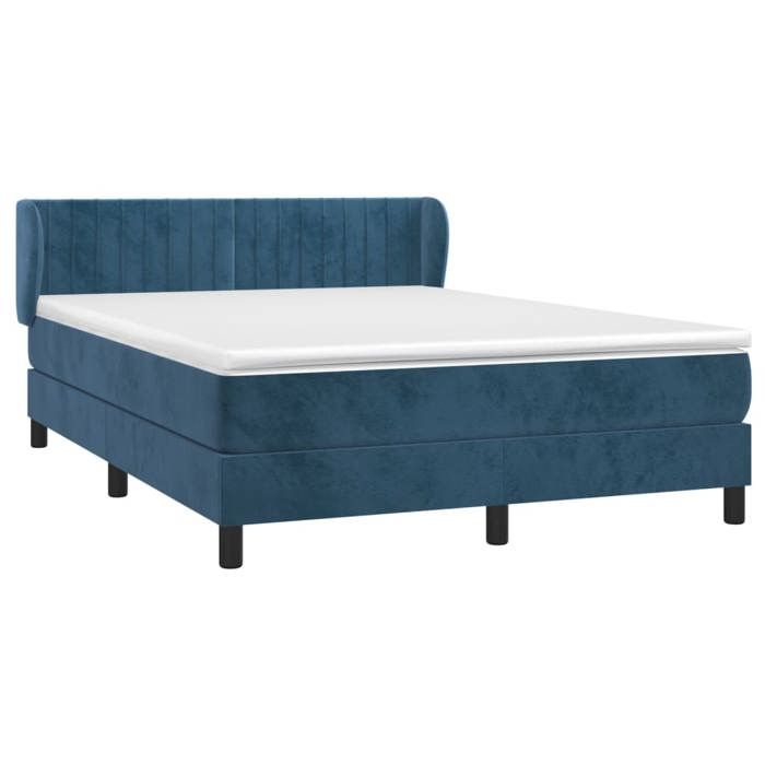 Maison Exclusive - Sommier à lattes de lit et matelas Bleu foncé 140x190cm Velours