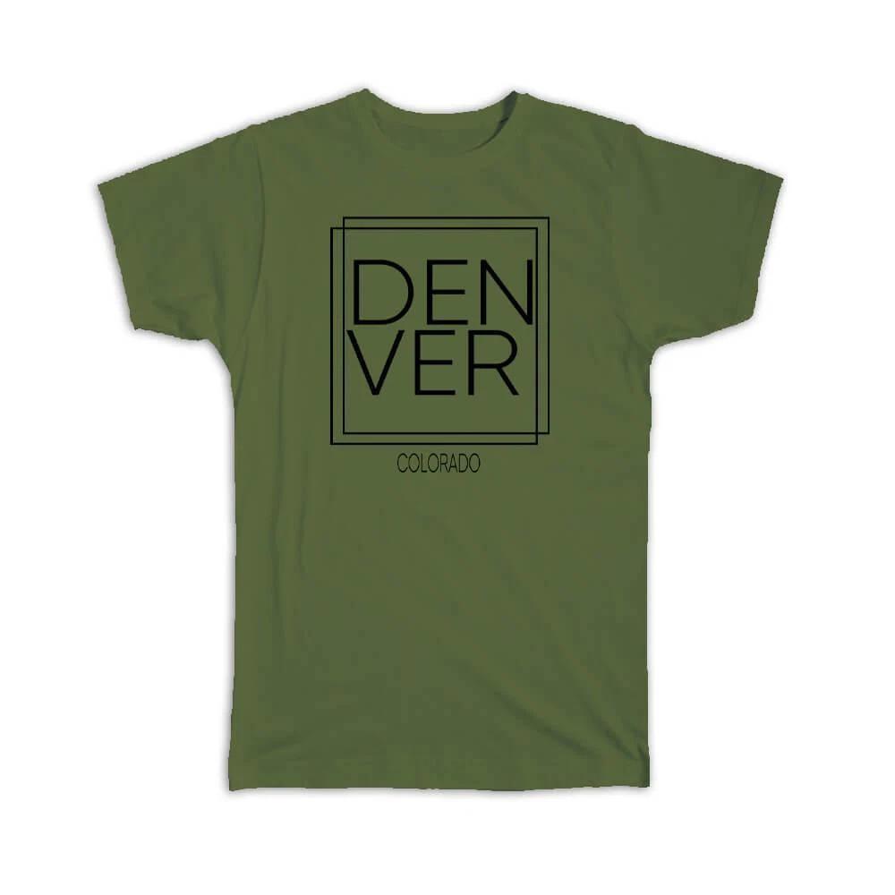 Gift T-Shirt : Denver Colorado Square Modern Minimalist Font 4XL