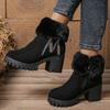 Women's Plus-Size Faux Suede Short Snow Boots - Autumn/Winter 2025 New Style, Fleece-Lined, Warm, Elevated, Fashion Boots