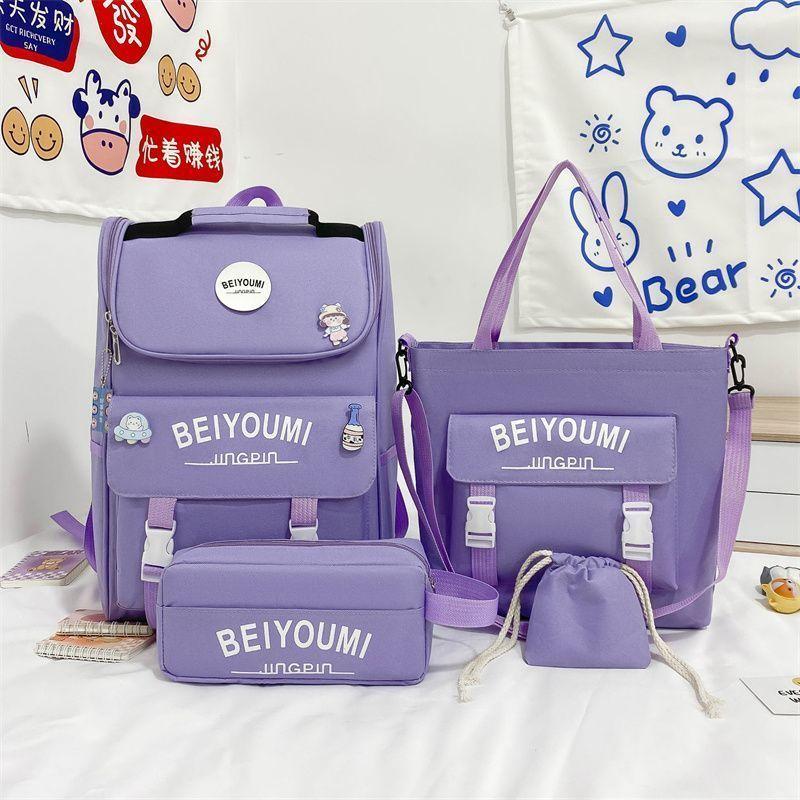 4 Pcs Backpack for Boys Girls Children Lovely Schoolbag Kindergarten Schoolbag Kids Gift Pencil Case Large Capacity Handbag