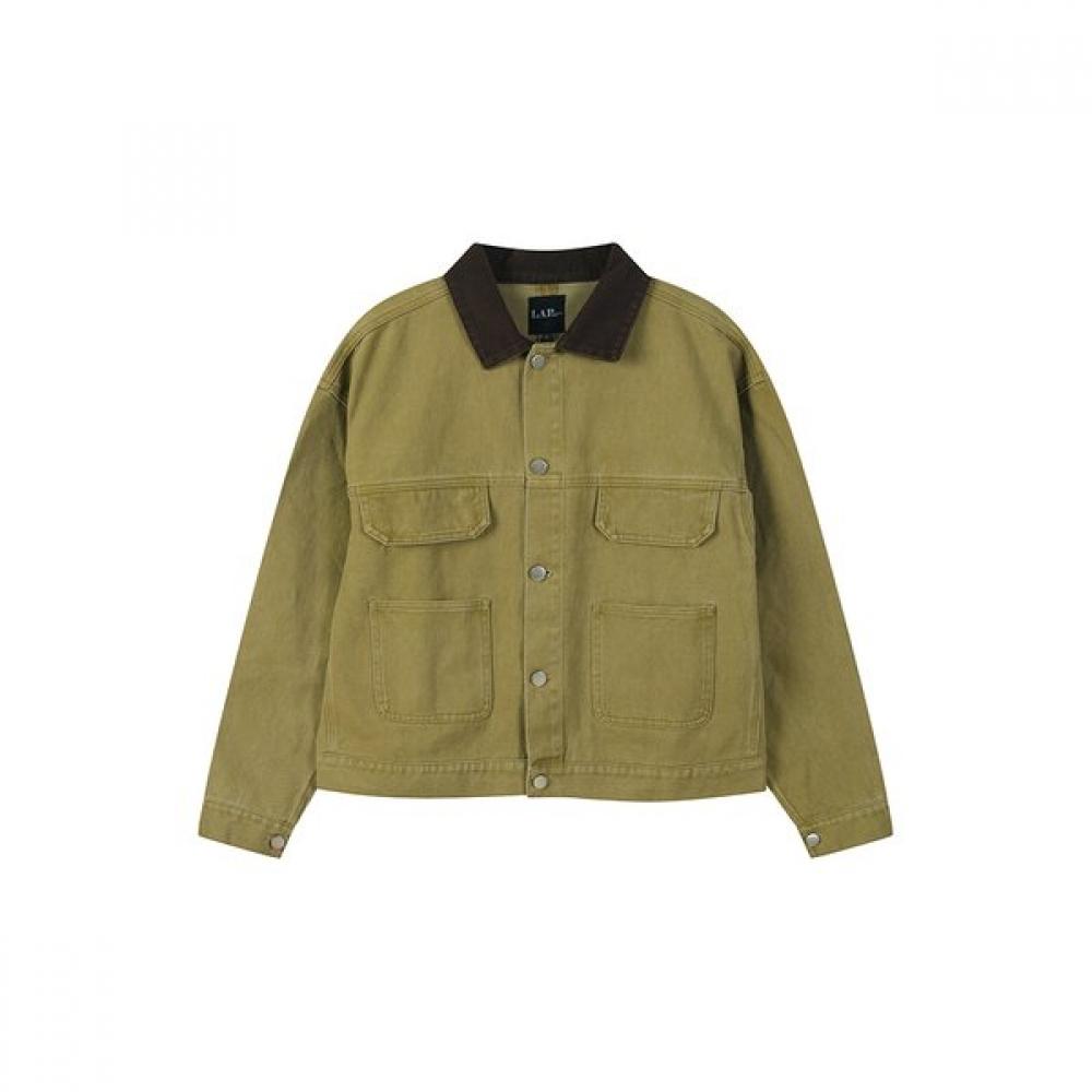 Color Block Collar Peach Cotton Jacket As1dz220