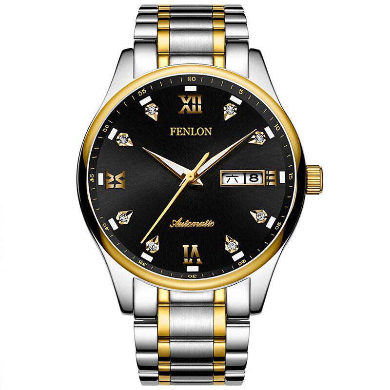 Fashion Stainless Steel Mens Mechanical Business Wrist Watch Top Brand Luxury Skeleton Male Clock