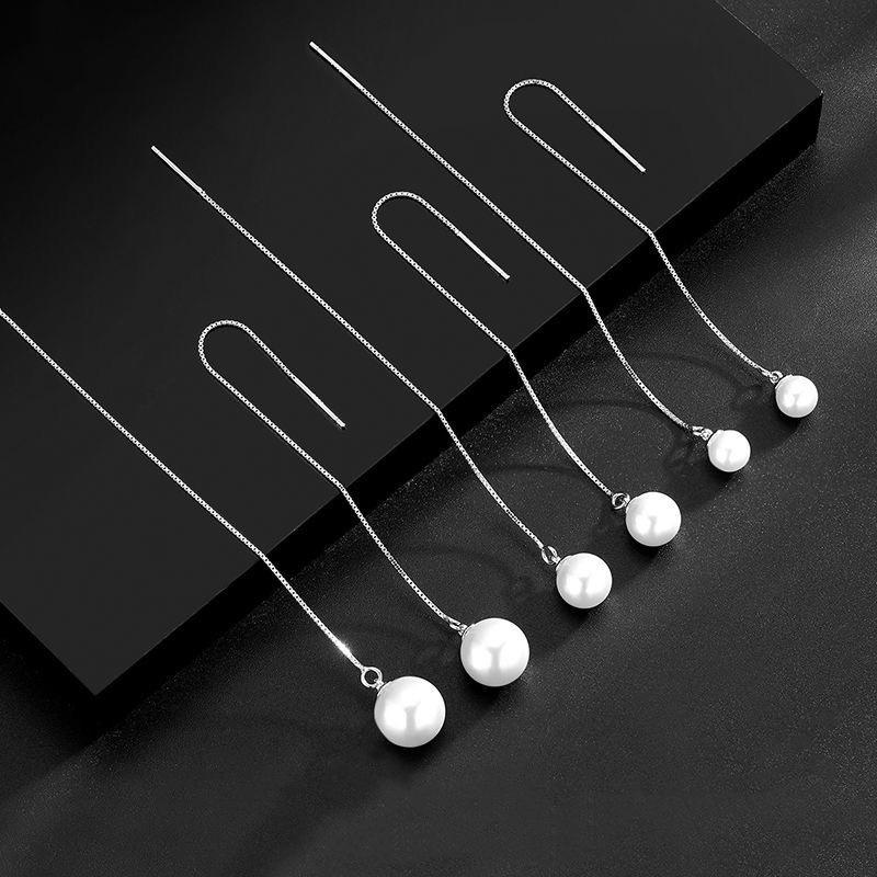 

Элегантные длинные серьги-кисточки с жемчугом для женщин - Стерлинговое серебро S925, Уникальный дизайн Pure Silver s925