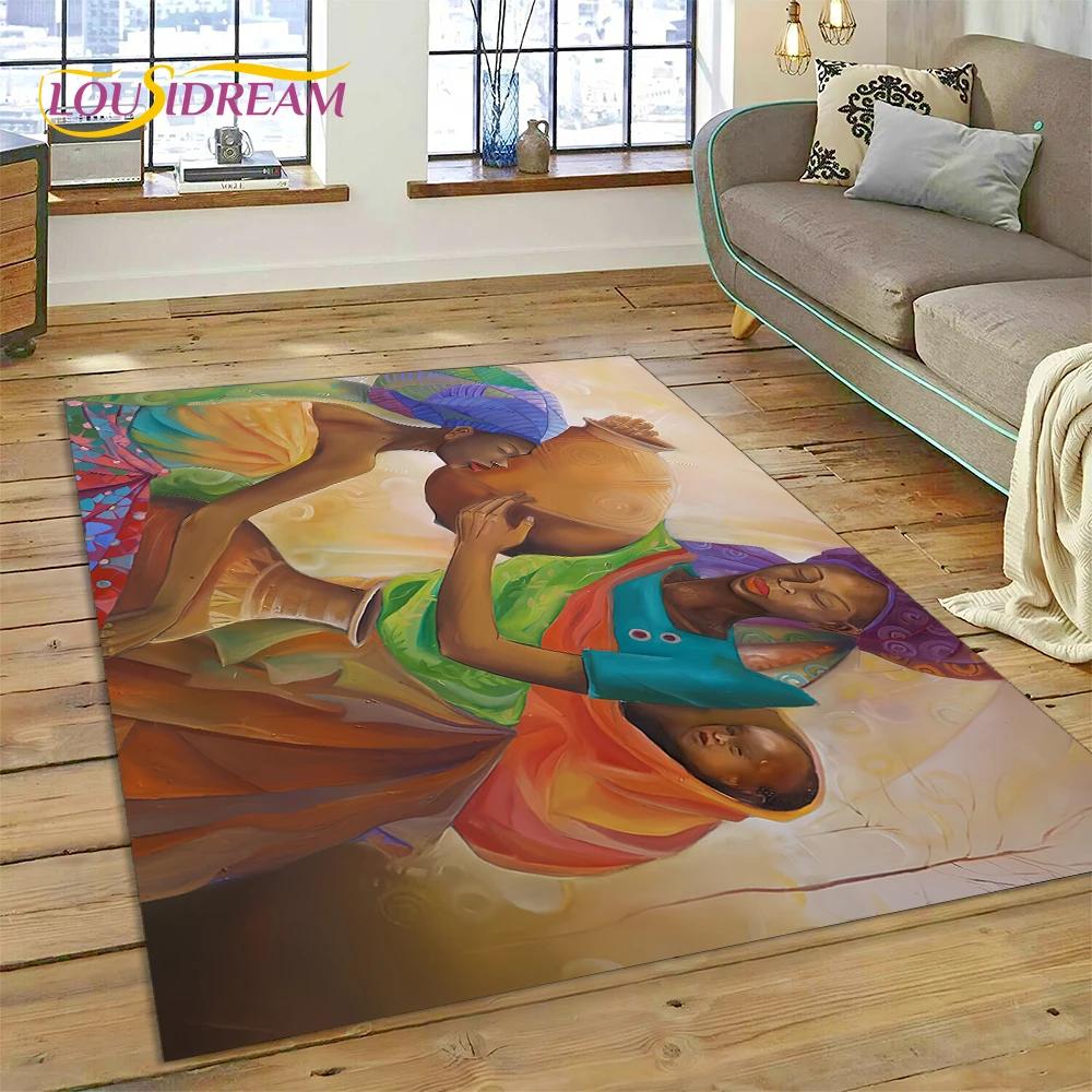 Cartoon Africa Ethiopian Custom Painting Art Carpet Rug for Bedroom Living Room Home Sofa Decoration,kids Large Decor Floor Mat